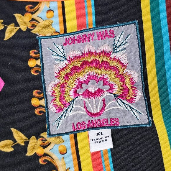 Johnny Was Floral V Neck Top Tee Women Size XL Bamboo - Picture 4 of 15